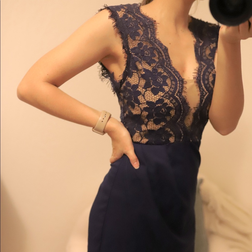 NWOT navy lace dress